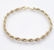 All Shiny Twisted Rope Bracelet with Lobster Clasp Real 18K Yellow Gold