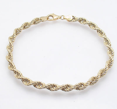 All Shiny Twisted Rope Bracelet with Lobster Clasp Real 18K Yellow Gold