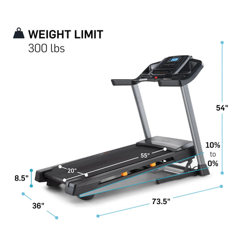 T 6.5 S; Treadmill for Running and Walking with 5” Display and Spacesaver Design