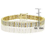 Gold Tone 0.25Ct Diamond S Pattern Tennis Bracelet