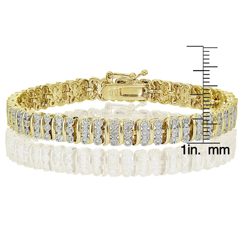 Gold Tone 0.25Ct Diamond S Pattern Tennis Bracelet