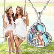 Best Friend Necklaces for Sisters S925 Sterling Silver 2 Sisters Abalone Shell Sister Necklaces Friendship Jewelry Gifts for Women Girl Mom Daughter Sister Graduation Anniversary