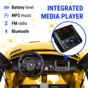 Lamborghini Aventador W/ Swappable Battery 24V - Electric Car for Kids with 3 Speeds, Leather Seat, Remote, MP3 Music by Bluetooth, FM Radio, Rubber Tires (Yellow)