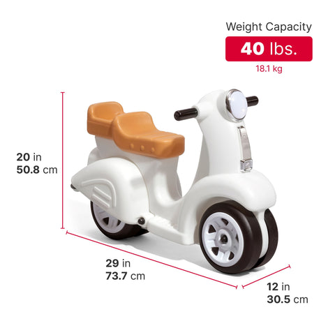 Ride along White Scooter Foot to Floor Ride on Toy for Toddlers