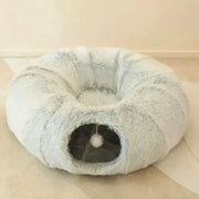 Large Cat Tunnel Bed with Fluffy Cave Tube, Removable Cushion ( for Cats, Dogs, Rabbits, and Ferrets)