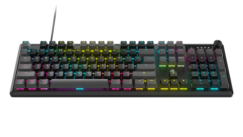 K70 CORE RGB Wired Gaming Mechanical Keyboard with Pre-Lubricated  MLX Red Linear Key Switches, Media Control Dial, Sound Dampening, Icue Compatibility, QWERTY NA Layout - Grey