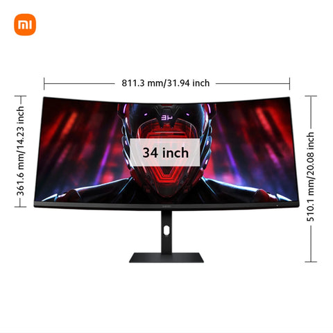 Curved Gaming Monitor G34Wqi, 34 Inch WQHD 2K, 3440*1440, 21:9, 180Hz, 1Ms, 100% Srgb, 95% DCI-P3, TÜV Low Blue Light, 2 HDMI , Black