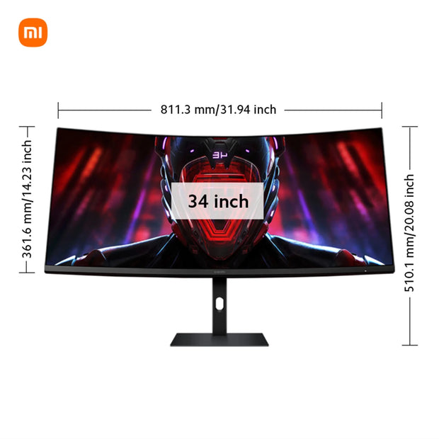 Curved Gaming Monitor G34Wqi, 34 Inch WQHD 2K, 3440*1440, 21:9, 180Hz, 1Ms, 100% Srgb, 95% DCI-P3, TÜV Low Blue Light, 2 HDMI , Black