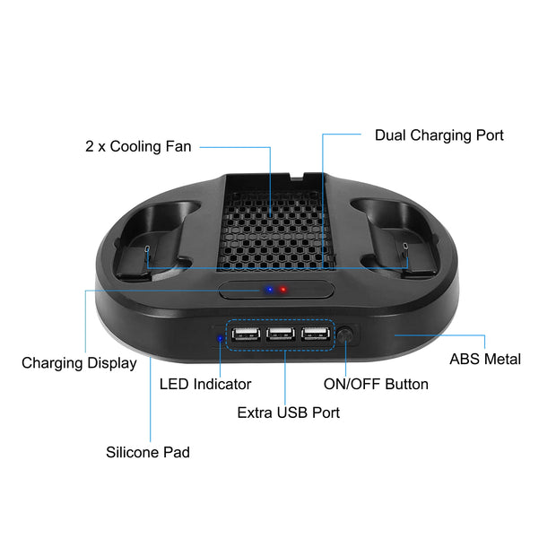 Vertical Cooling Fan Stand for Xbox Series S,  Dual Controller Fast Charging Station Dock Fit for Xbox Series S/X, 3 USB Ports, LED Indicator, Xbox Series S Accessories