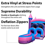 Kids Inflatable Water Slide Bounce House Combo with Blower, Pink