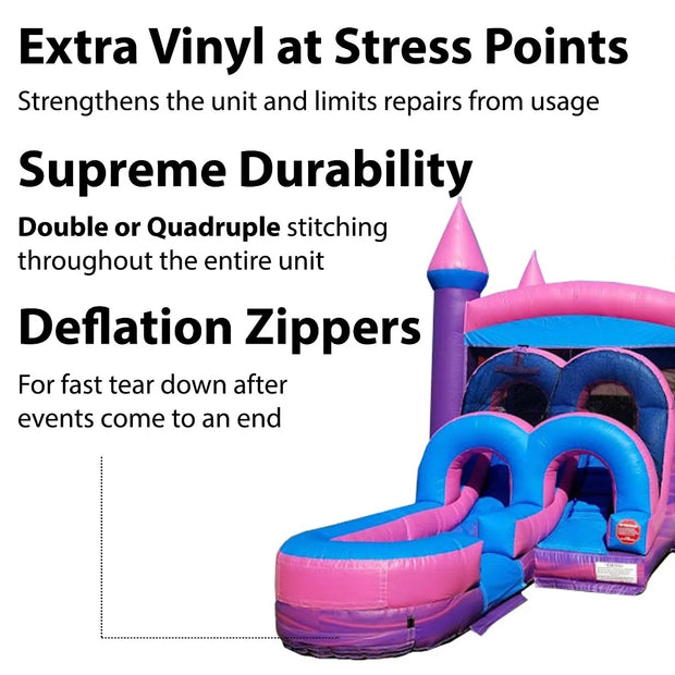 Kids Inflatable Water Slide Bounce House Combo with Blower, Pink