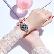 Womens Automatic Watch, Premium Small Face Diamond Accented Self Winding Watches for Women, Fashion Waterproof Ladies Dress Watch (Blue)