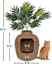 , the Original Hidden Litter Box Base Kit, round Enclosed Cat Litter Box Planter with Artificial Plants, Vented Carbon Odor Filter System, Florist Moss, Easy to Clean, Mocha Brown