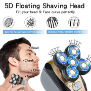 5-In-1 Rotary Electric Shaver 4D Rechargeable Bald Head Hair Beard Trimmer Razor