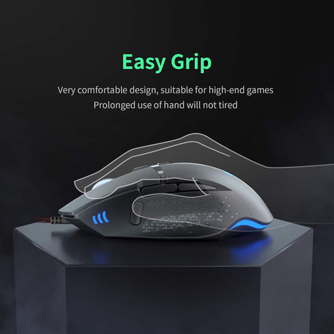 Gaming Mouse Wired 7200 DPI Adjustable Gaming Mice USB RGB Mouse for Big Hands, 8 Programmable PC Mice, Ergonomic Gamer Mouse for Gaming Laptop Desktop Computer PC with 1.67M Braided Cable