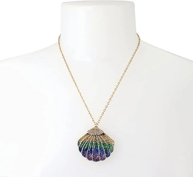 Rainbow Shell Pendant Necklace Multicolor