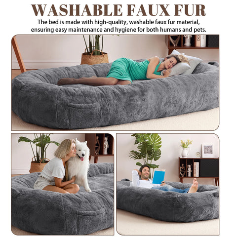 Large Dog Bed 71"X48"X14", Giant Dog Bed for People Adults, Pets and Kids with Removable Cover