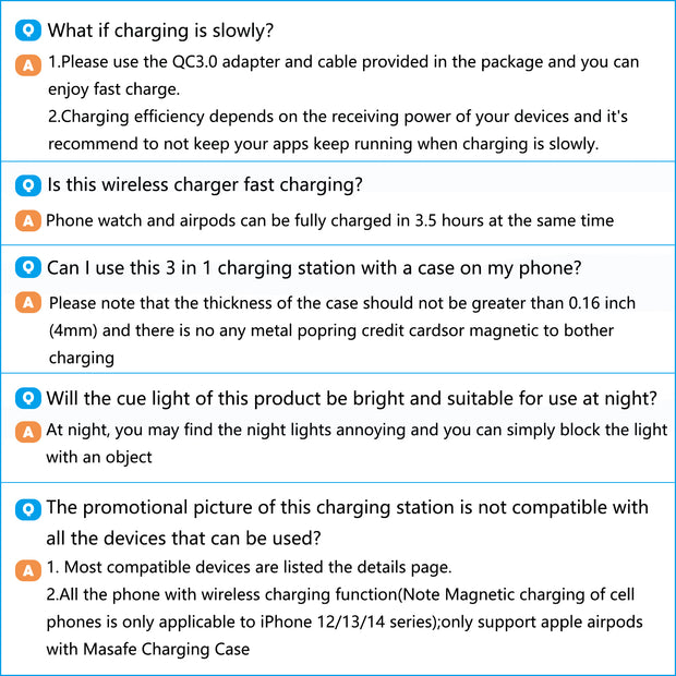 Wireless Charger, 15W QC3.0 Magnetic Fast Charging Stand for Iphone 16 15 14 13 12 11 Pro Max/Plus/Xs/Xr/X/8, for Apple Watch 9/8/7/6/5/4/3/2/SE, for Airpods 3/2/Pro, 3 in 1 Wireless Charging Station