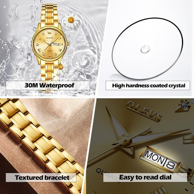 Watch Women,Watches for Women,Woman Watch,Waterproof Fashion Luxury Dress Adjustable Stainless Steel Bracelet Analog Small Wrist Watches for Women Day and Date Watches,Reloj Para Mujer