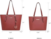 Tote Handbag for Women Vegan Leather Shoulder Bag Large and Medium 2PCS Purses Set MWC2-030RD