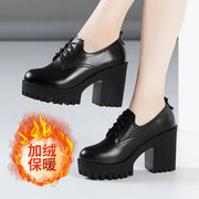 T Platform Walk Show 8Cm High Heels Thick Heels New Autumn Velvet Waterproof Platform Women Single Shoes Big Size 32-43