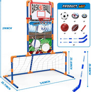 5-In-1 Hover Hockey Soccer Gifts for Boys 4-8, Sports Basketball Rugby Hockey Toys for 4 5 6 7 8 Years Old Boys