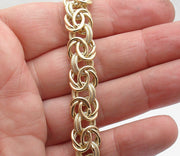 Textured and Polished Alternating Byzantine Bracelet Real 14K Yellow Gold QVC