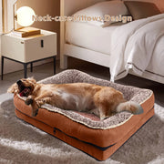 Dog Beds for Small Dogs Orthopedic Dog Bed Sofa Large Medium Small, Supportive Egg Crate Foam Pet Couch Bed with Removable Washable Cover Non Skid Bottom, S, Brown