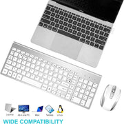 Wireless Keyboard and Mouse Combination, USB Ultra-Thin 2.4G Wireless Mouse, Compact Full-Size Digital Keyboard Laptop (Silvery White)