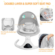 Baby Swing,  Baby Swings for Infants Electirc Baby Rocker Bouncer with Remote Control and Music, Gray