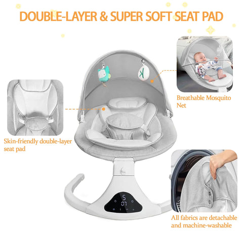 Baby Swing,  Baby Swings for Infants Electirc Baby Rocker Bouncer with Remote Control and Music, Gray