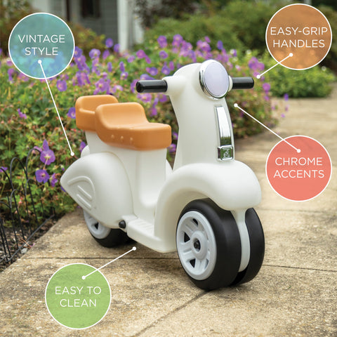 Ride along White Scooter Foot to Floor Ride on Toy for Toddlers