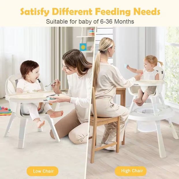 6-In-1 Baby High Chair Infant Activity Center with Height Adjustment