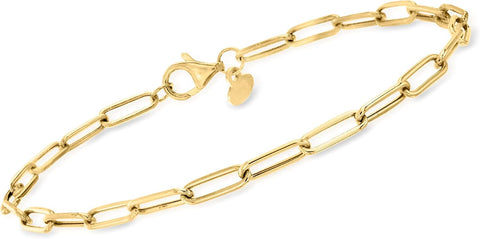 Italian 18Kt Yellow Gold Paper Clip Link Bracelet