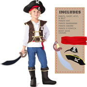 Halloween Pirate Costume Kids, Boys Pirate Costume Set, Pirate Accessories Costume for Dress-Up Party