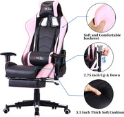 Pink Gaming Chair Ergonomic Computer Chair,Office Chair Gaming Massage Chair Gaming Chair with Footrest(Pink)