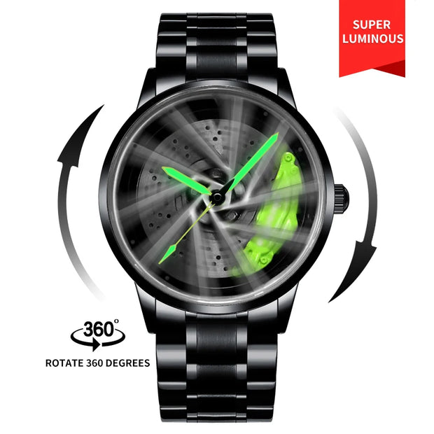 For NEKTOM VIP Client Steel Strap Spinning Luminous Car Wheel Watch