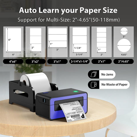 Shipping Label Printer, PL60 4X6 Label Printer for Shipping Packages, Direct Thermal Printer, Compatible with Windows, Mac, Linux, Widely Use for Shopify, Ebay, Amazon, UPS, Fedex, Etsy, Purple