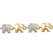 Round Diamond Accent Gold Tone Fashion Elephant Bracelet, 7.5"