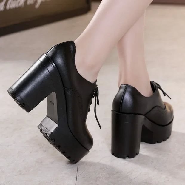 T Platform Walk Show 8Cm High Heels Thick Heels New Autumn Velvet Waterproof Platform Women Single Shoes Big Size 32-43