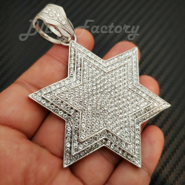 HIP HOP LARGE STAR of DAVID PENDANT 9Mm 24" 30" STAINLESS STEEL CHAIN NECKLACE