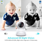 Baby Monitor -3K 5MP Video Baby Monitor with Camera and Audio - Baby Monitor Wifi Smartphone with Night Vision, Video Recording, App Control, Motion Detection/Tracking, 2-Way Audio