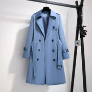 2024 Autumn Long Casual Woman Double Breasted Trench Coat Loose with Belt Overcoat Waterproof Raincoat Business Outerwear R691