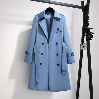 2024 Autumn Long Casual Woman Double Breasted Trench Coat Loose with Belt Overcoat Waterproof Raincoat Business Outerwear R691