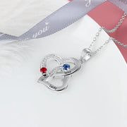 Personalized Double Heart Birthstones Pendant Necklace