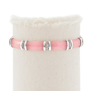 Pink Jade Bracelet in Sterling Silver