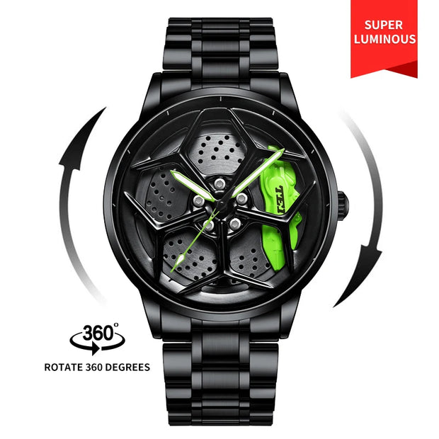 For NEKTOM VIP Client Steel Strap Spinning Luminous Car Wheel Watch