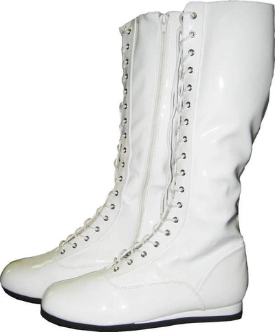 White Adult Pro Wrestling Boots Costume WWF WWE Super Hero Boxing Mens Shoes