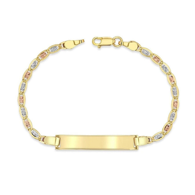 14K Tri-Color (Yellow, White, Rose) Gold 3Mm Chain Baby ID Bracelet