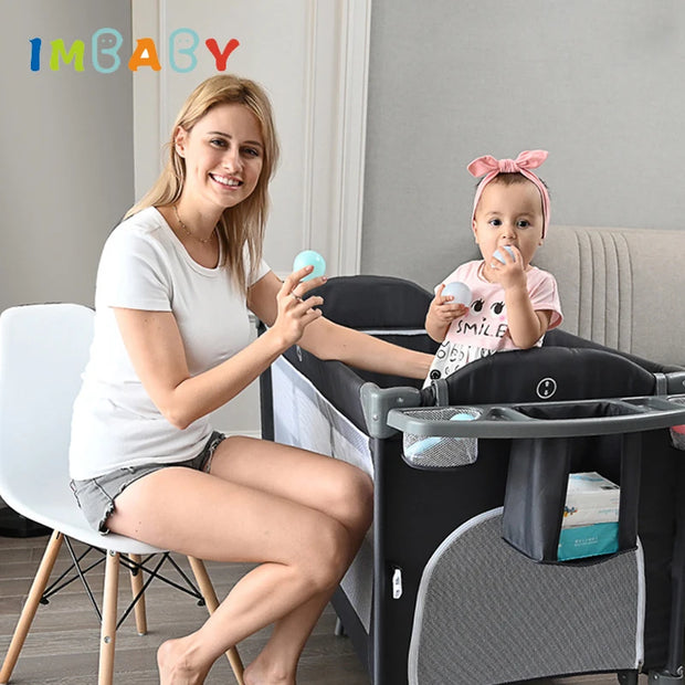 Newborn Baby Bed Multifunctional Baby Cribs Foldable Baby Cot with Diaper Table Crib Cradle Double Decker Cribs for Baby